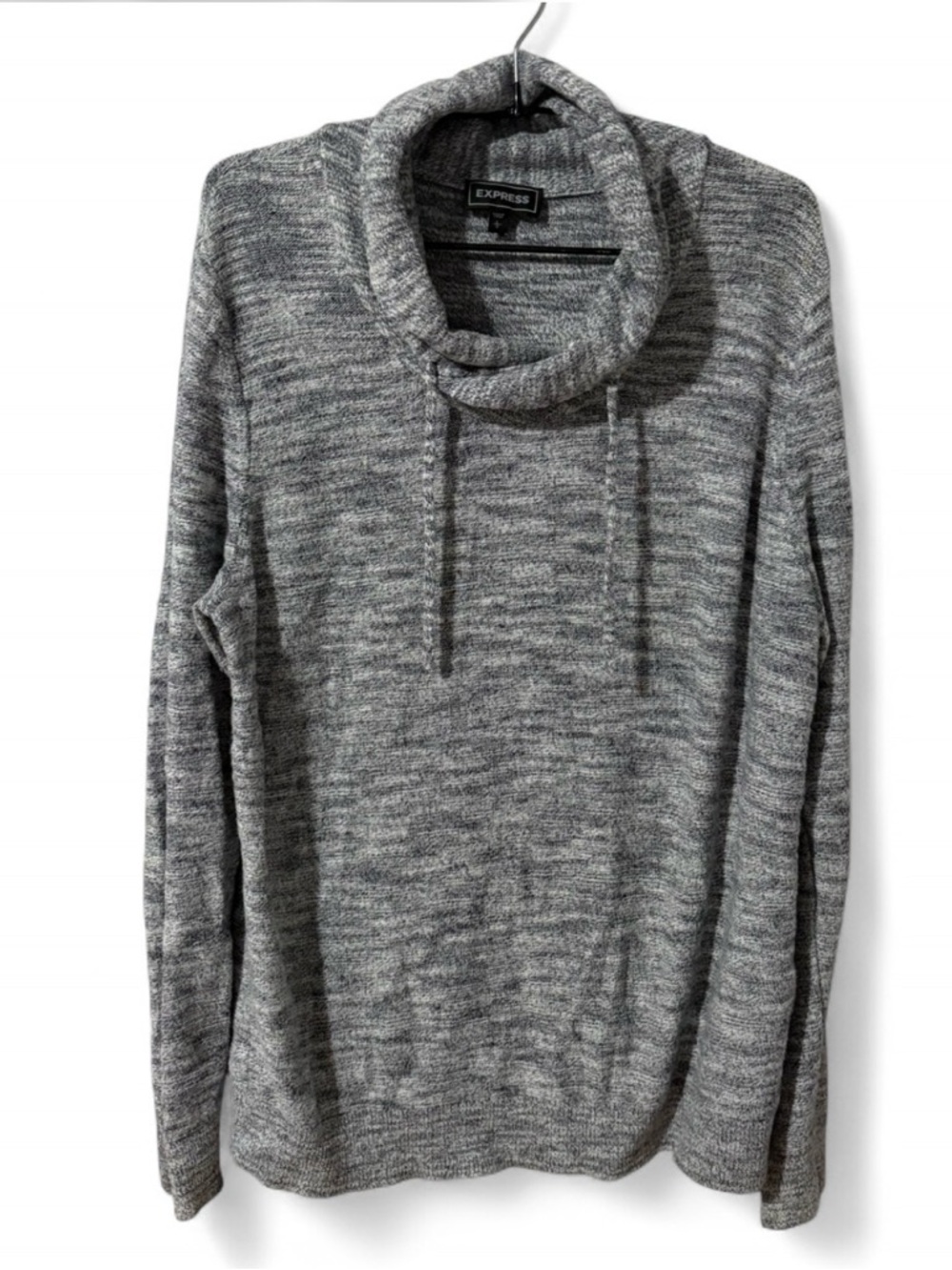 Express Gray Cowl Neck Lightweight Sweater Relaxed Fit Size Large